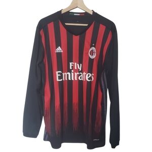 AC Milan Adidas Jersey 2016 Home Soccer Long Sleeve Football Kit Size L